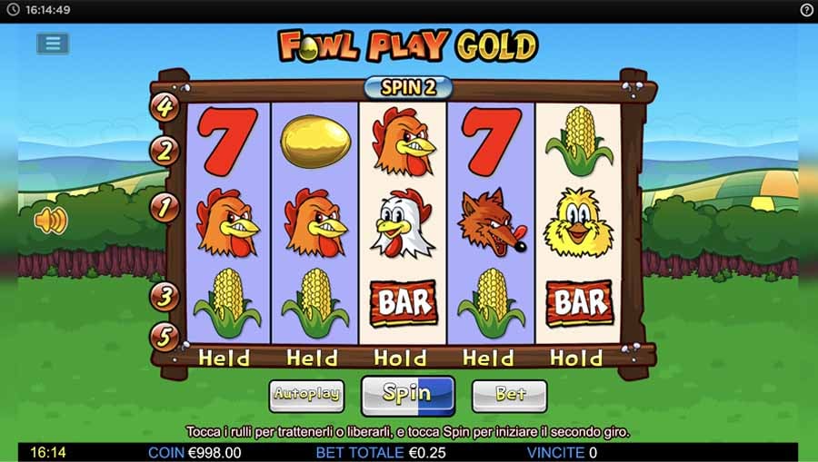 screenshot del gioco fowl play gold