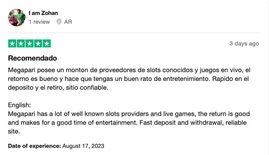 screenshot recensione megapari