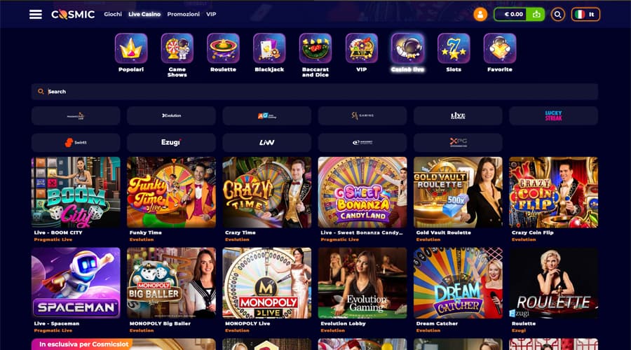 screenshot casino live cosmic slot