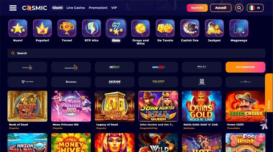 screenshot slots cosmic slot
