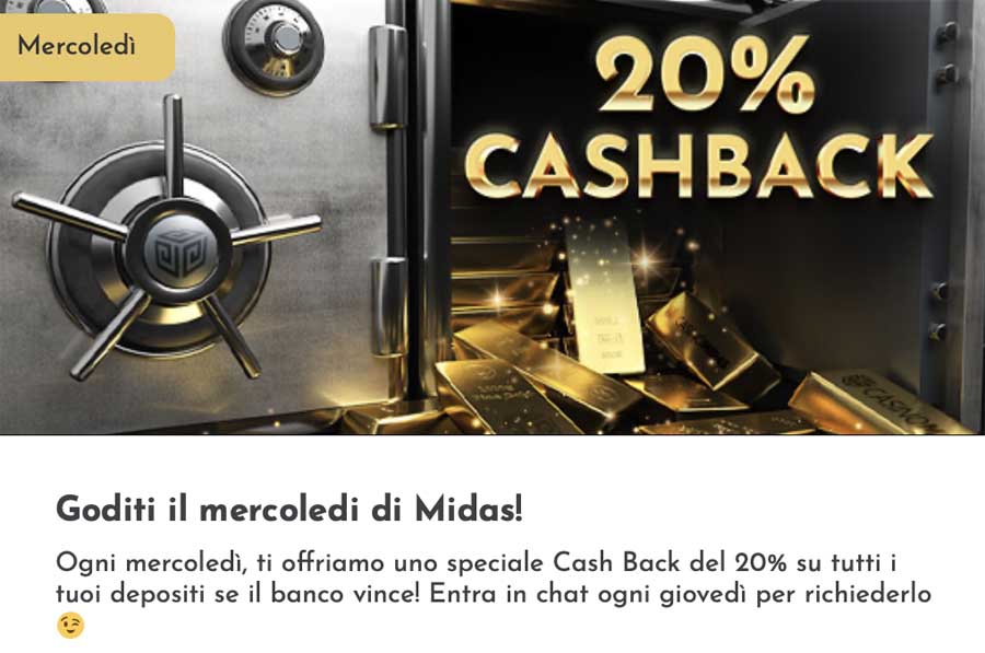 screenshot cashback bonus casino midas