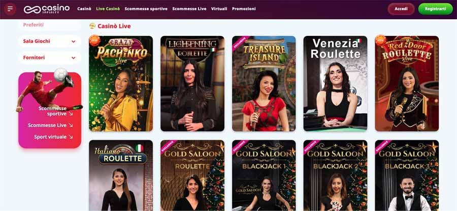 screenshot casino live casino infinity