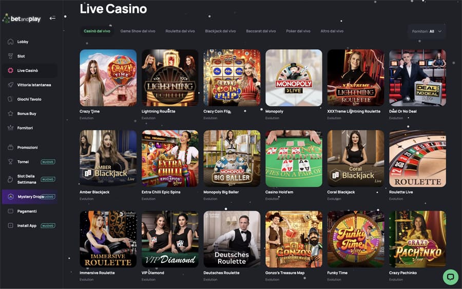 screenshot live casino betandplay