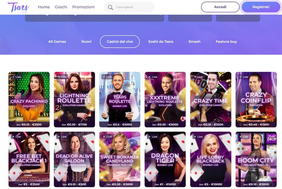 live casino tsars casino
