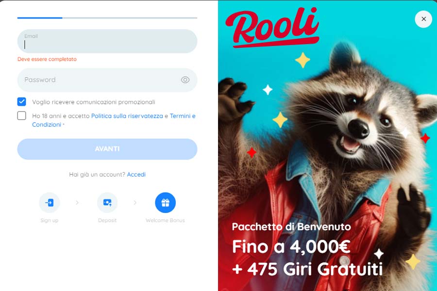registrazione rooli casino