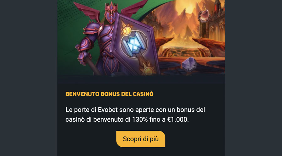 bonus benvenuto evobet