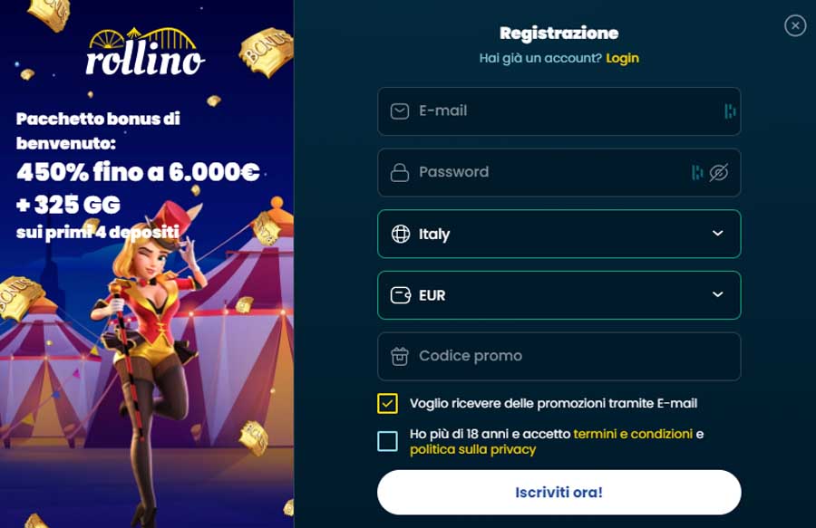 registrazione rollino casino
