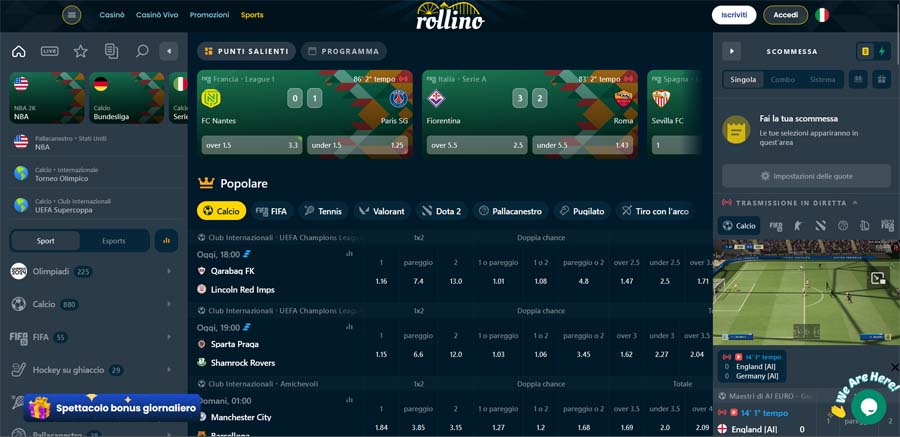 scommesse rollino casino