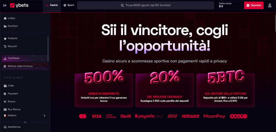 bonus di benvenuto ybets