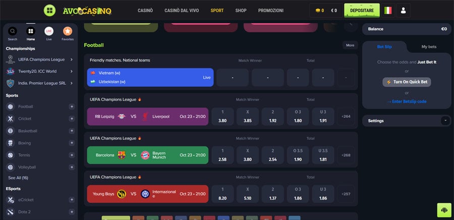 scommesse avo casinò
