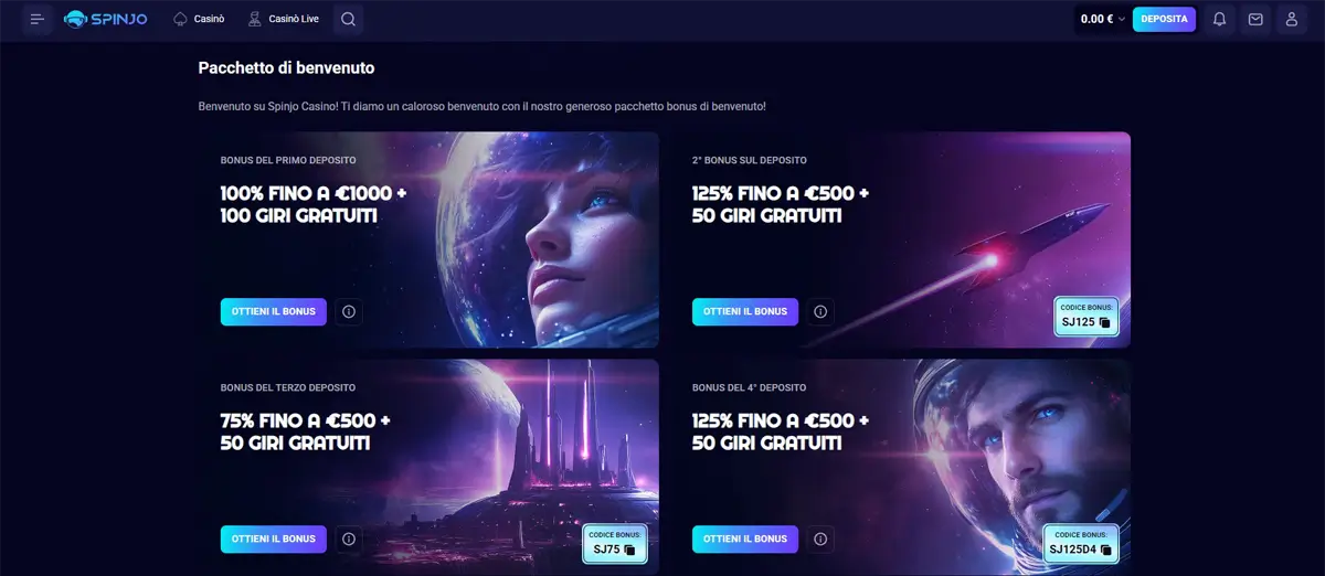 bonus benvenuto spinjo