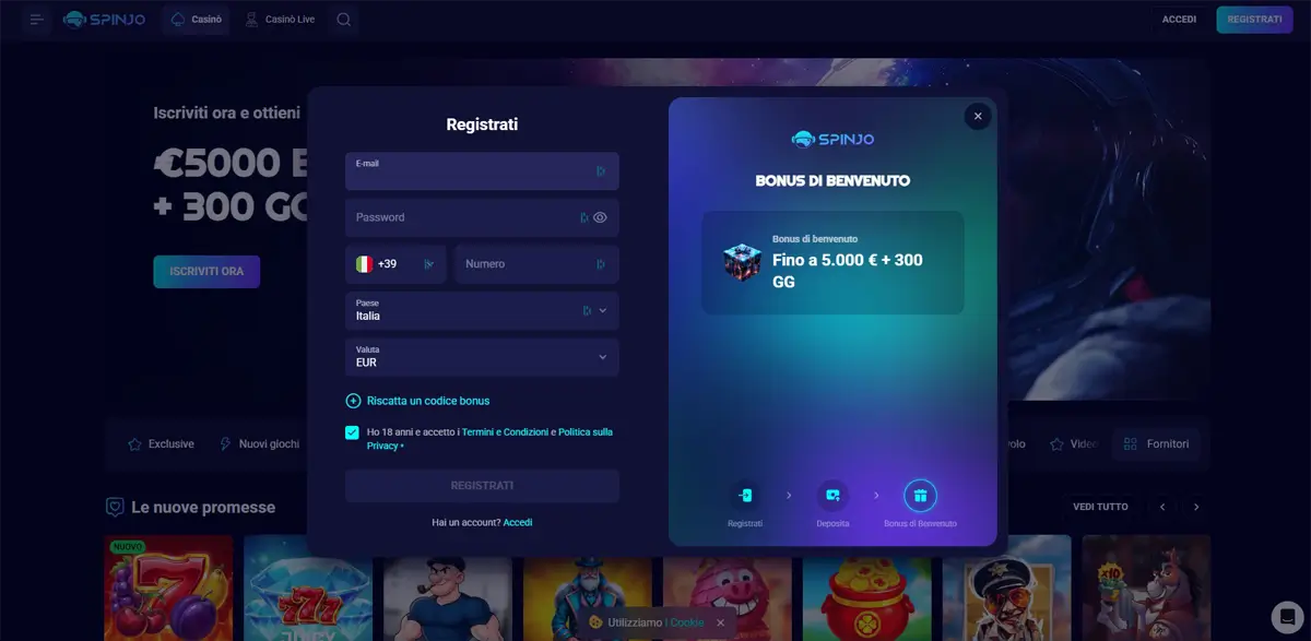 registrati spinjo