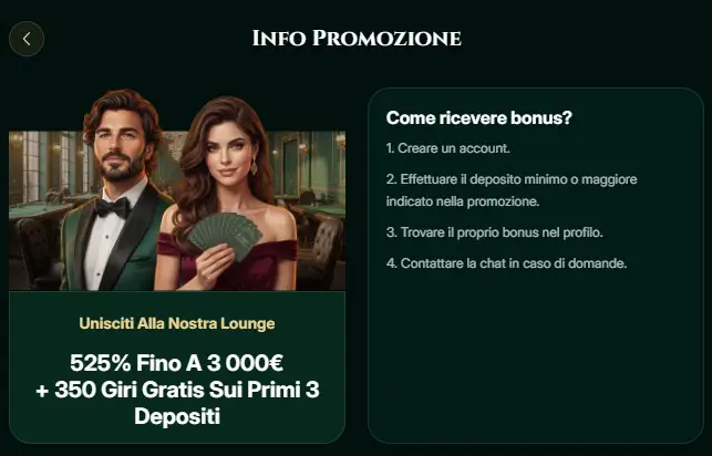 bonus benvenuto cash lounge casino