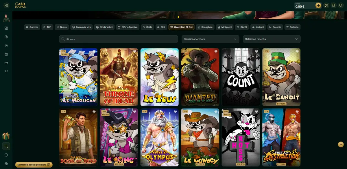 giochi eroi cash lounge casino